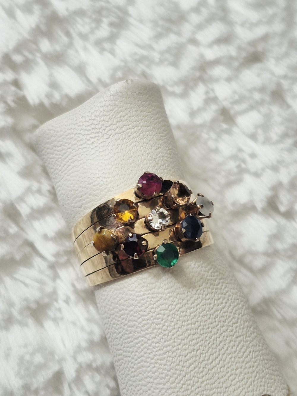 Estate 14k Gold Multicolor Gemstone Cluster Gold Ring - Picture 8 of 13